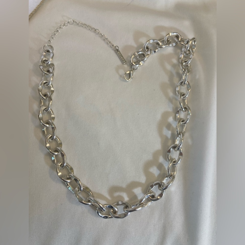Silver Tone Chain Link Choker Necklace Starlite Village